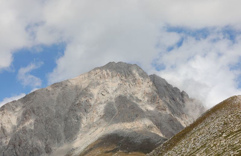 Low angle view of mountain against sky