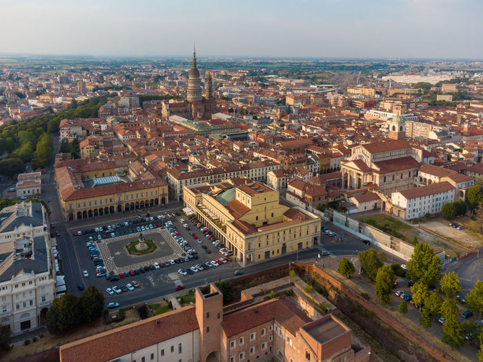 Aerial view of novara in italy with its famous san gaudenzio dome