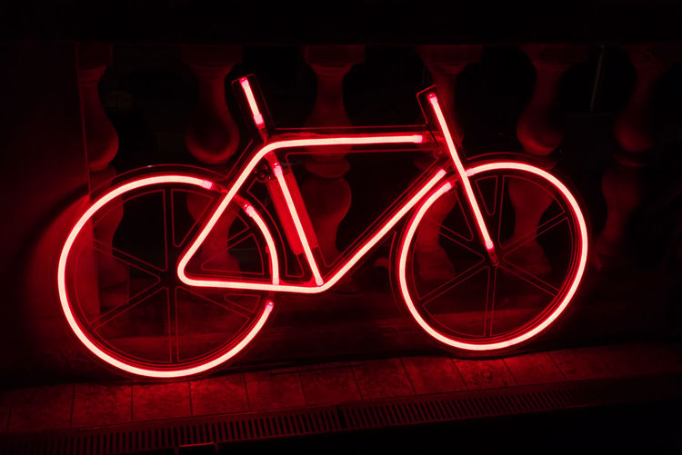 Close-up view of illuminated red light