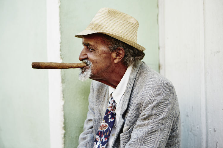 Old man smoking cigar