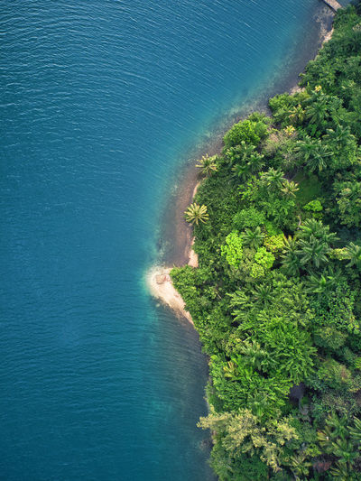 High angle view of island. navy island in portland, jamaica. 
