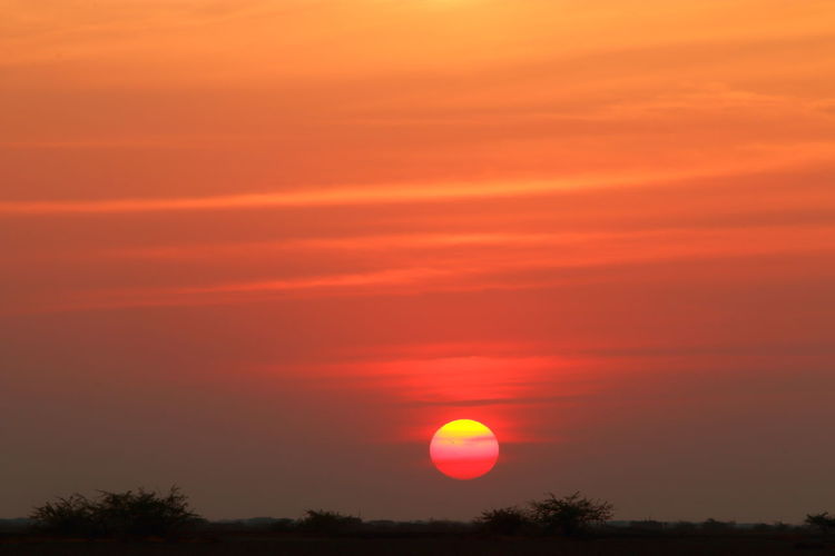 Scenic view of dramatic sky during sunset