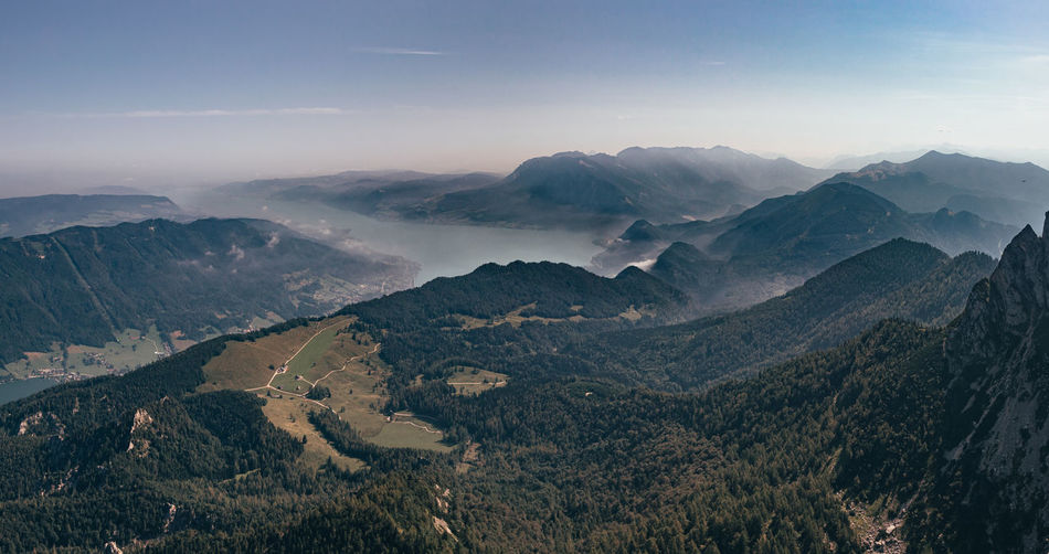 Phenomenal views from mount schafberg to lake attersee and its adjacent mountains. 