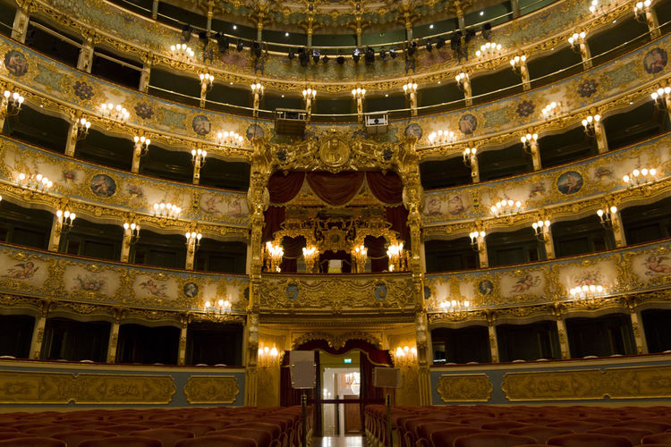 La fenice theatre, interior. architectural detail of the stair to go to the sale apollinee rooms