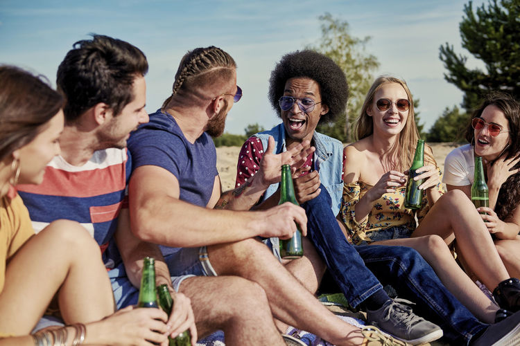 Group of people enjoying at music festival