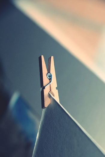High angle view of clothespins on table