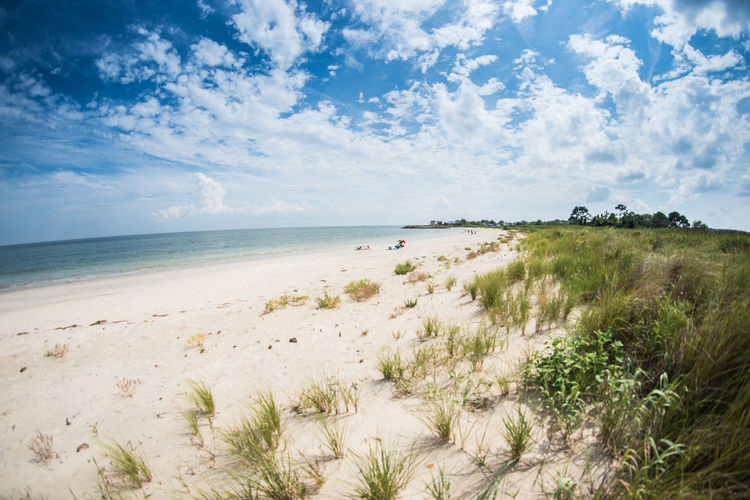 Scenic view of beach against sky