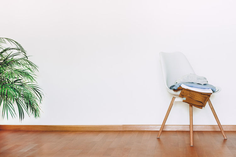 View of an empty chair on table at home