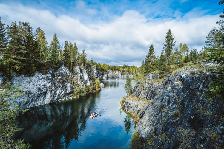 Marble canyon in the mountain park of ruskeala, karelia, russia