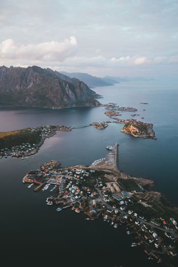Aerial view of sea against sky