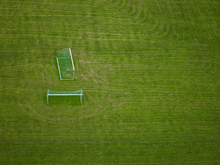 High angle view of green grass on field