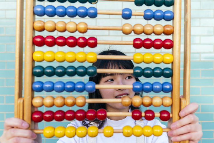 Close-up of abacus at home