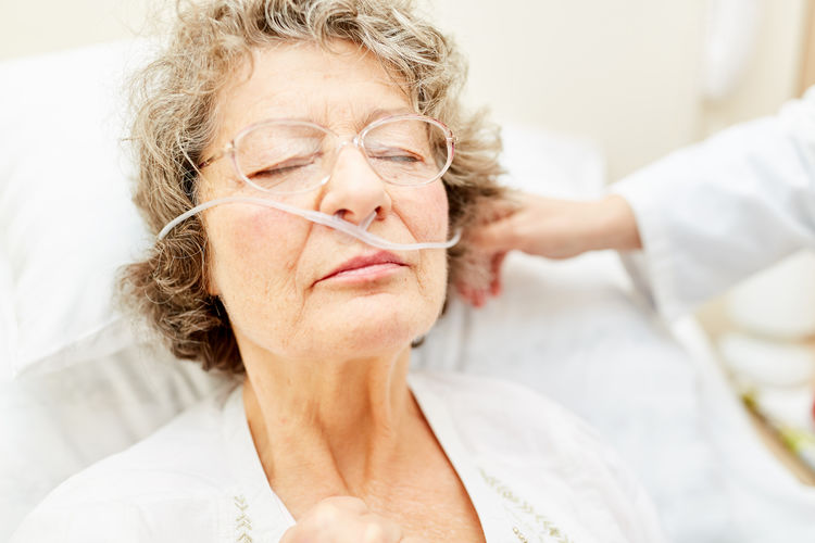 High angle view of patient on bed in hospital