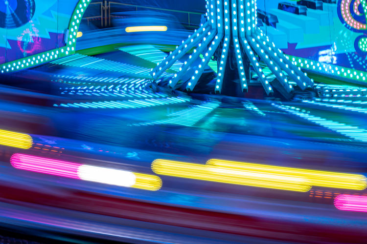 High angle view of carousel at night