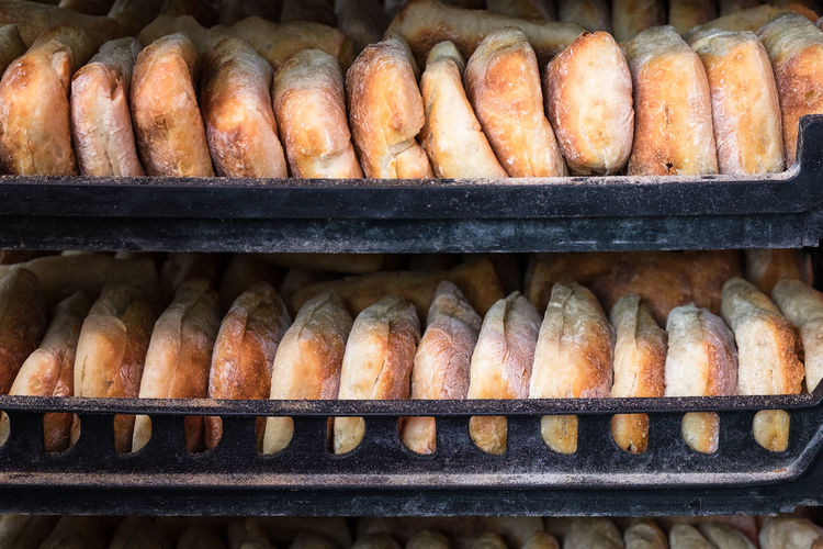 Breads on shelf in bakery for sale