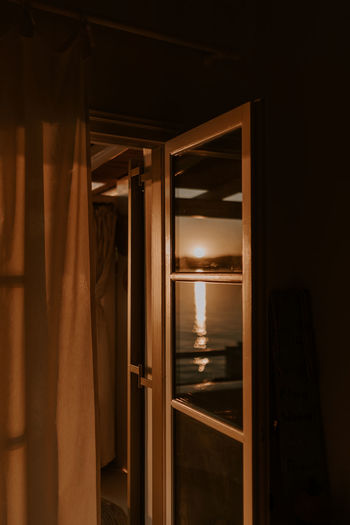 Reflection of sea on window