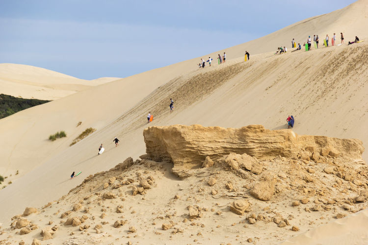 Ta paki sand dunes with sandboarding activity
