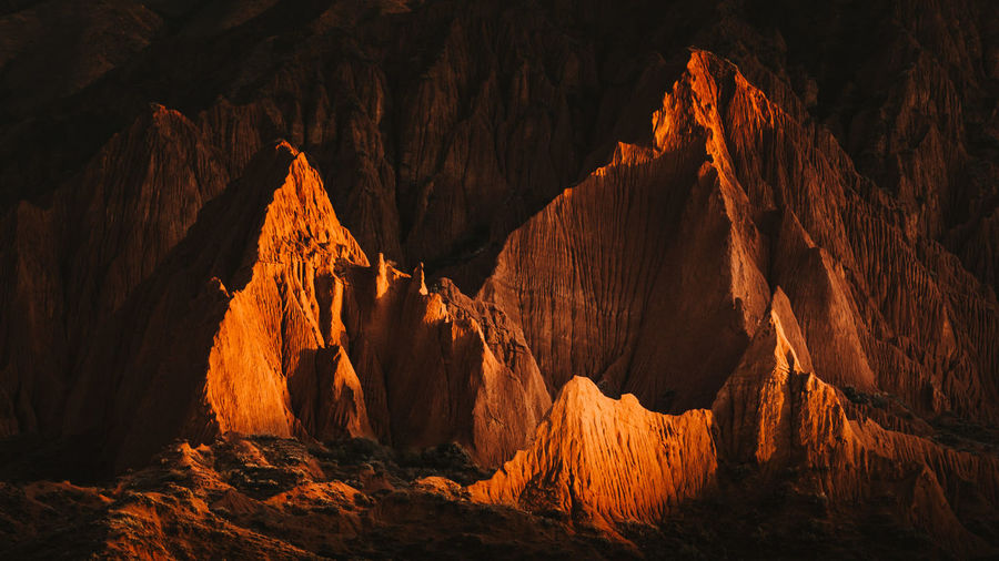 Scenic view of rock formation in cave