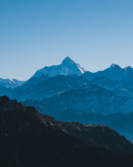 Mount nanda devi, second largest mountain in india shot from uttarakhand, india