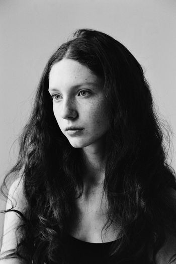 Filmphoto Filmcamera Blackandwhite Film Photography 35mm Long Hair Portrait Hairstyle Hair Looking At Camera One Person