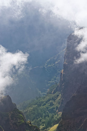 Looking down from pico do arieiro on  portuguese island of madeira