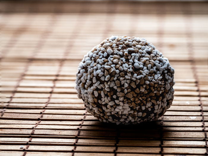 Close-up of chocolate ball on table