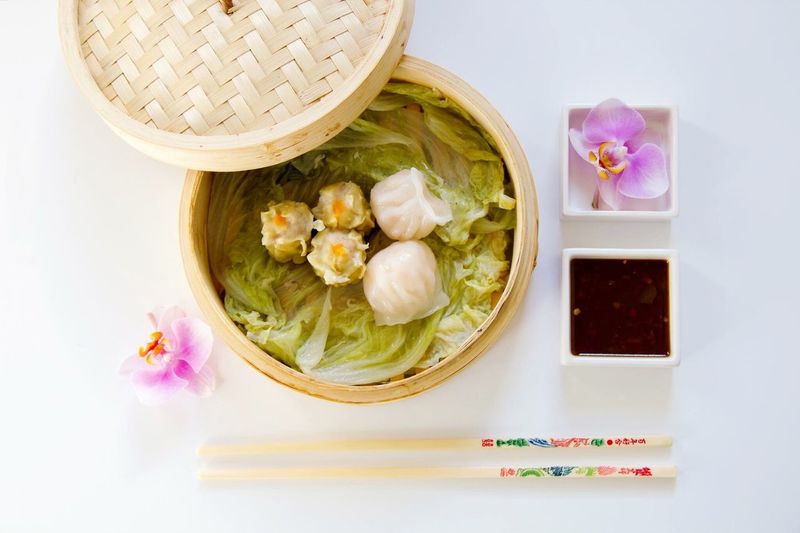 High angle view of chinese dumpling