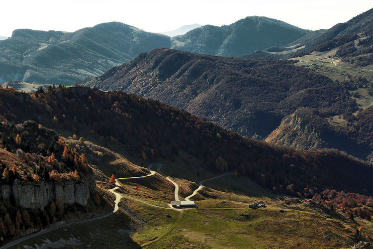 Valentino mountain pass for road cycling panoramic view, trento, italy