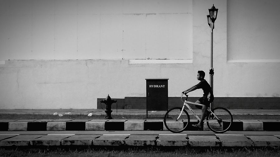 Low angle view of bicycle on street