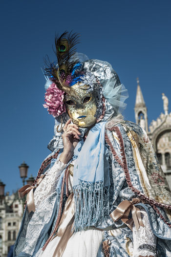 Venice, italy - febrary 23 2019 - the masks of the venice carnival 2019