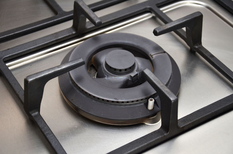 Gas stove burner in kitchen