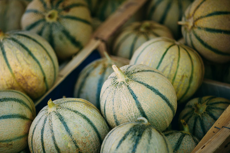 Close-up of melons for sale at market