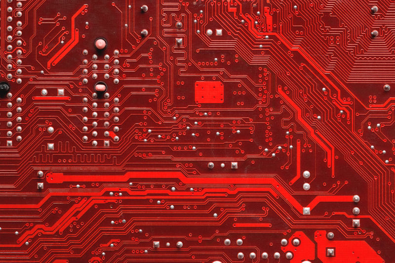 Printed circuit board. electronic computer technology. motherboard digital chip. background of