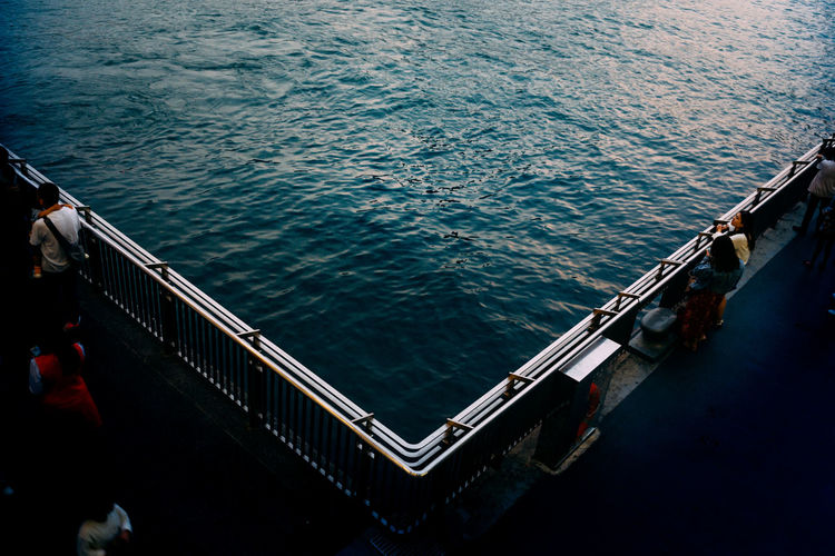 High angle view of boat in sea