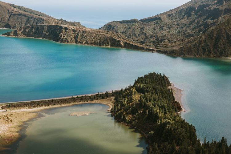 Scenic view of lake against sky