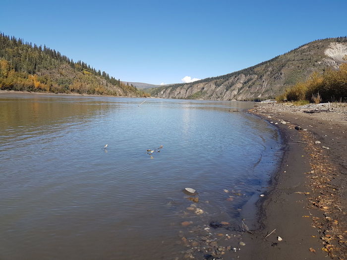 Scenic view of lake against clear sky