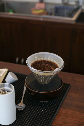 Close-up of coffee on table