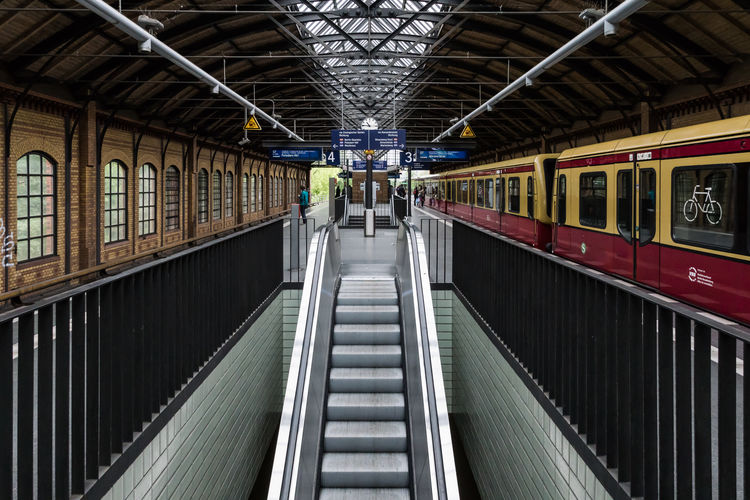 Empty escalator at railroad station