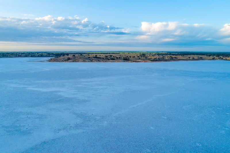 Scenic salt lake at dawn in australia