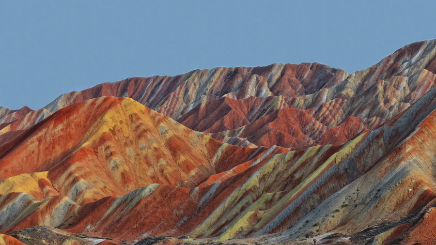 Sandstone and siltstone landforms of zhangye danxia-red cloud nnal.geological park. 0900