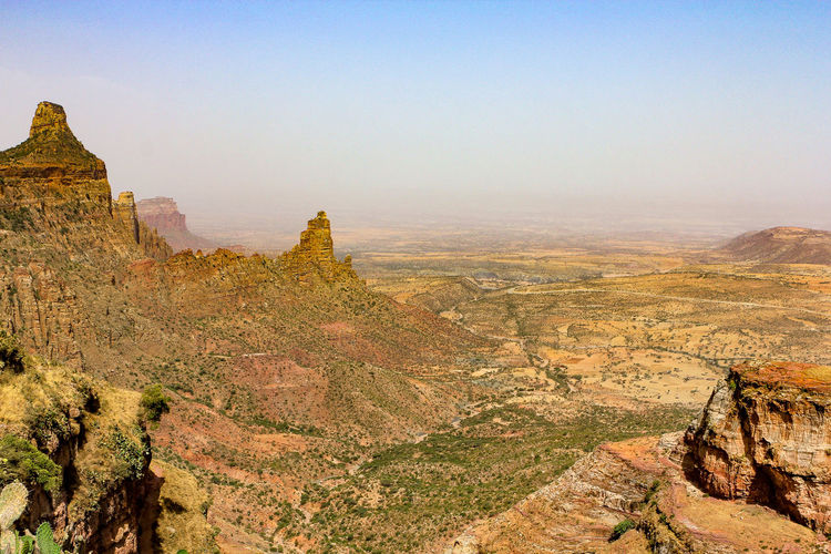 View from miriam korkor rock hewn church tigray ethiopia