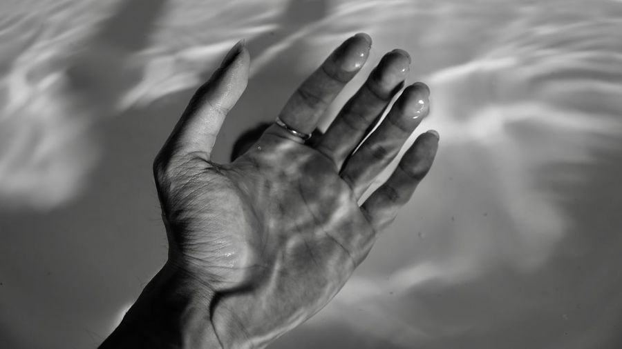Close-up of hand in water