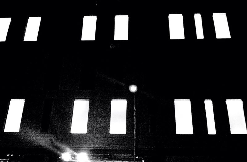 Low angle view of illuminated built structure