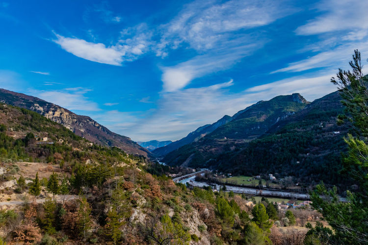 Scenic view of mountains against sky