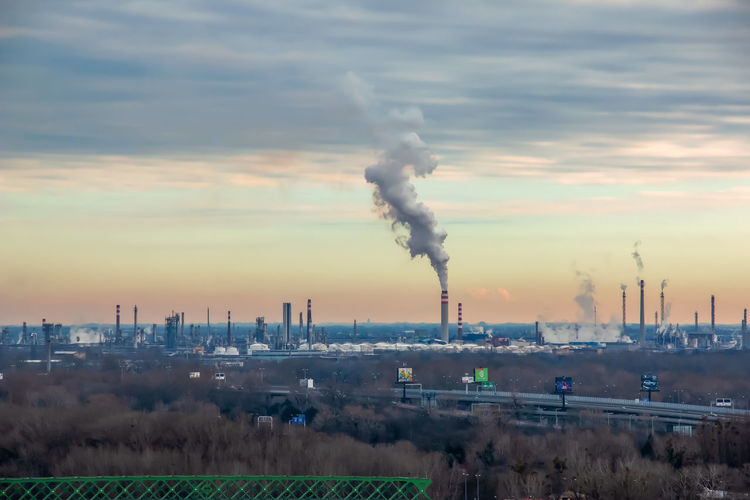 Bratislava, slovakia - 01.07.2023 view of the oil refinery. smoke pollution, exhaust gases. 