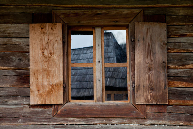 Close-up of wooden window