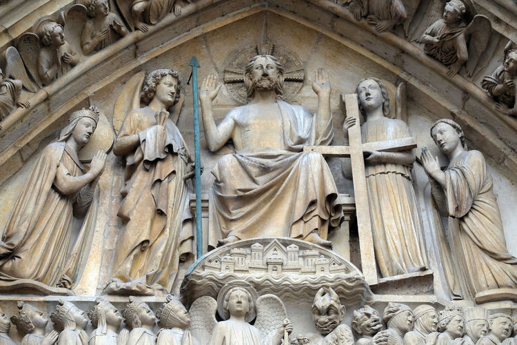 Christ in majesty, portal of the last judgment, notre dame cathedral, paris