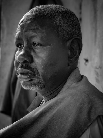 Side view of man looking away