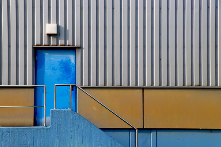 Blue wall of industrial building