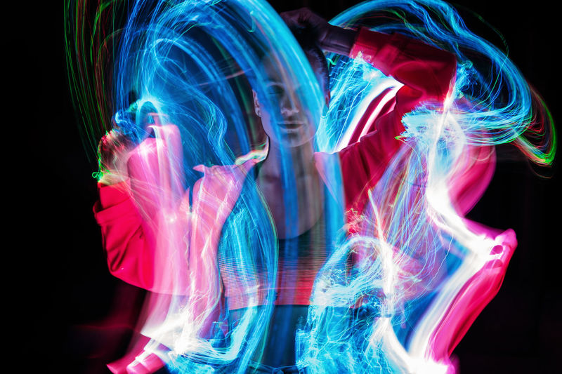 close-up of blue smoke against black background